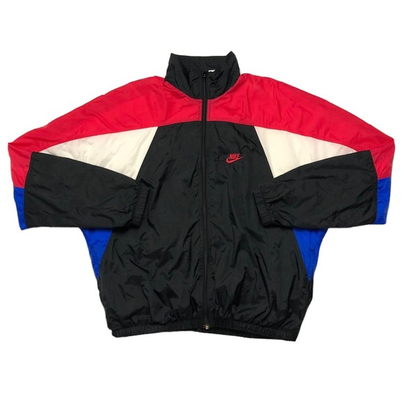 RARE Vintage 80s 90s Nike Grey Tag Multicolor Pink Black Windbreaker Jacket